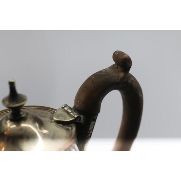 Antique Silver Plate Coffee Pot Wood Handle Hinged Lid - Picture 7 of 16